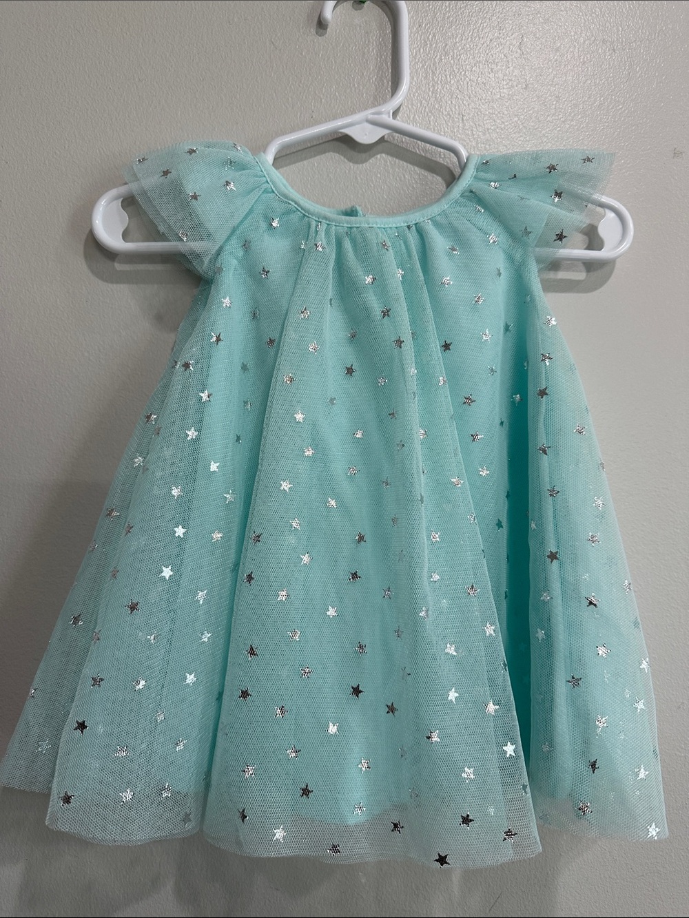 NWOT The Children’s Place Aqua Tulle Star Dress Baby 3-6M